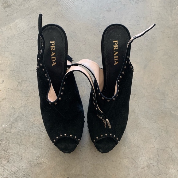 Prada Shoes - CONSIGNED - PRADA✨Studded Platform Heels